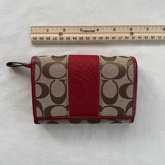 Coach Signature Bifold Wallet - Beige & Red - Picture 11 of 11